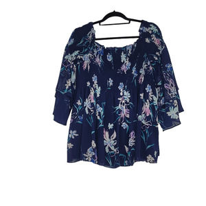 Lane Bryant  3/4 Sleeve Floral Top Blouse  SZ 16